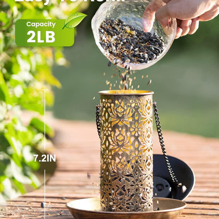 Solar Bird Feeder – Metal Hanging Feeder for Cardinals & Wild Birds