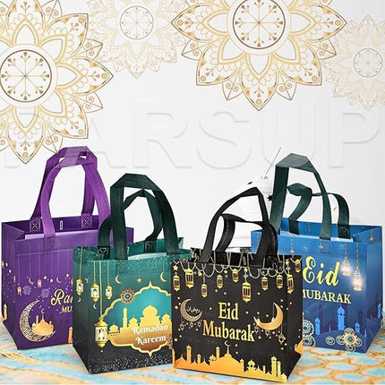 8PCS Eid Mubarak Reusable Gift Bags with Handles Ramadan Party Favor Bags