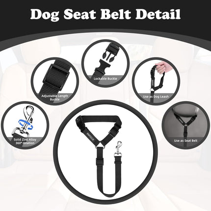 2-Pack Dog & Cat Safety Seat Belt Strap – Adjustable Nylon Fabric Car Restraints