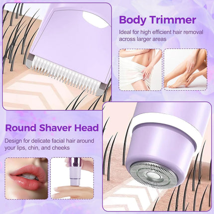 Electric Bikini Trimmer for Women – Waterproof, Gentle, Painless Razor in Purple