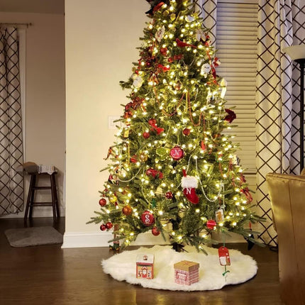 Soft Faux Fur Christmas Tree Skirt 48-Inch White Plush Holiday Accent