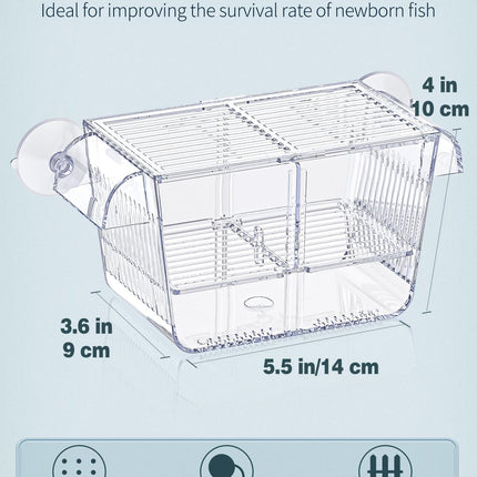 Medium Acrylic Aquarium Breeding Box Fish Hatchery Fry Shrimp Betta Isolation Tank