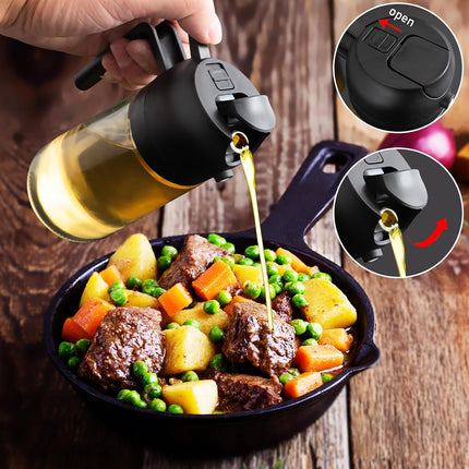 2 in 1 Glass Oil Sprayer & Dispenser 470ml for Cooking & Air Fryer