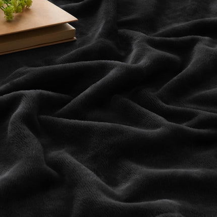 Black Fleece Blanket 50x60, Soft Plush Microfiber Throw, Lightweight, Machine Washable