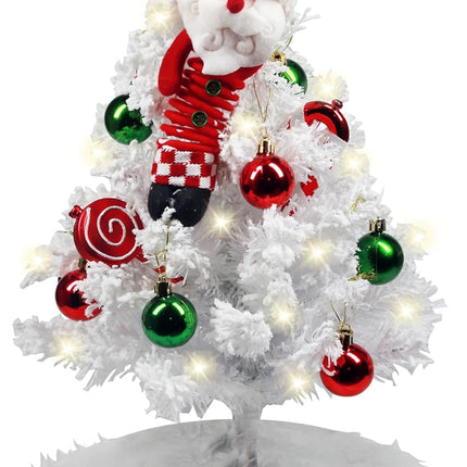 24-Inch Mini Artificial Christmas Tree 2 FT Lighted Tabletop with Santa Claus Doll Festive Decor