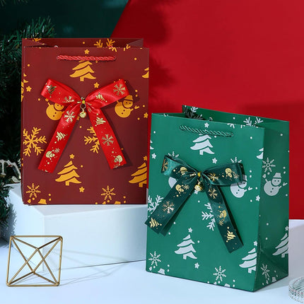 Christmas Gift Bags with Tissue Paper – Small Xmas Party Favor Bags