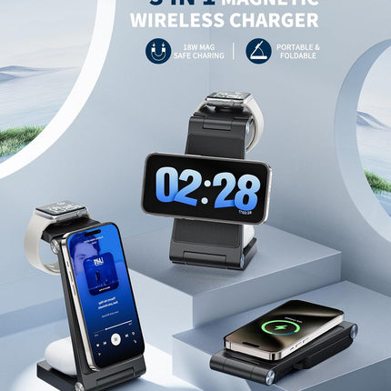 3 in 1 Magnetic Wireless Charging Station for iPhone Apple Watch AirPods