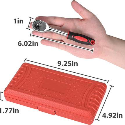 46 Piece Wrench Set with Sockets Extension Bar and Case for Auto and Household