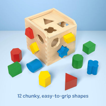 Shape Sorting Cube Wooden Classic Toy 12 Shapes Educational Kids Learning