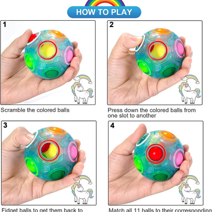 Magic Rainbow Puzzle Ball Fidget Brain Teaser Toy 2 Pack for Kids Adults