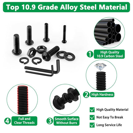 860-Piece Metric Screw Assortment Kit M2-M5 with Nuts, Washers & Wrenches