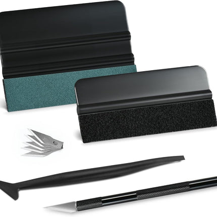 Car Window Tint Installation Kit – Vinyl Wrap Tools with Felt Squeegee & Razor Knife