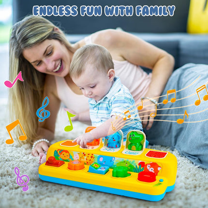 Interactive Pop Up Animal Toy Music Light Montessori Toddler Learning Gift