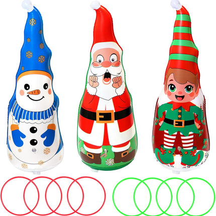Christmas Inflatable Ring Toss Game – Santa, Snowman & Elf Toys for Kids & Family