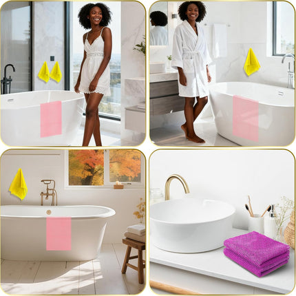 3 Pack African Exfoliating Net Sponge Long Nylon Body Back Scrubber Pink Yellow Purple