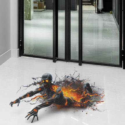 3D Halloween Zombie Flame Wall Stickers, PVC Horror Decals for Indoor Outdoor Decor