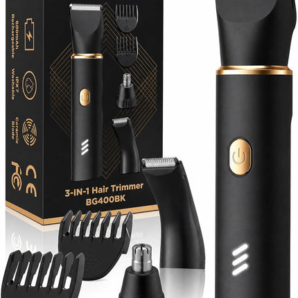 3-in-1 Manscape Body Hair Trimmer for Men, IPX7 Waterproof, USB-C Rechargeable Groomer