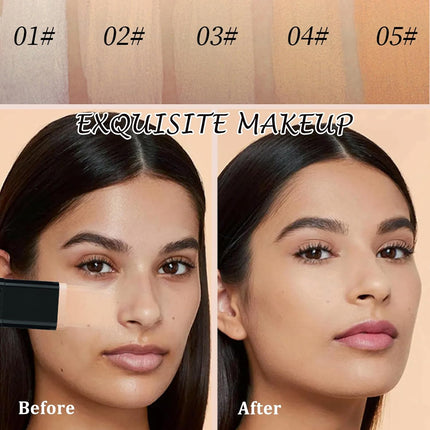 Face Foundation Stick with Brush – Dual-Ended, Long-Lasting, Matte Finish
