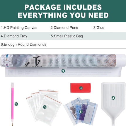 Christmas Snowman 5D Diamond Art Kit Full Round Drill for Adults
