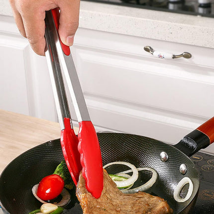 4Pcs Silicone Kitchen Tongs 7in Stainless Steel Heat Resistant Locking Grip