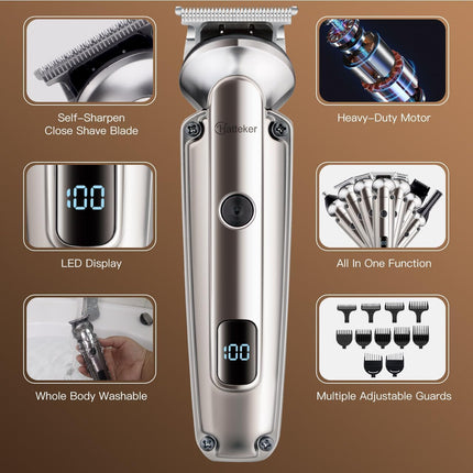 7-in-1 Beard Trimmer for Men, Waterproof Cordless Hair Clipper & Grooming Kit