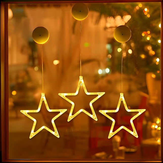 3-Pack LED Star Christmas Window Lights with 10 LED Bulbs for Holiday Decor