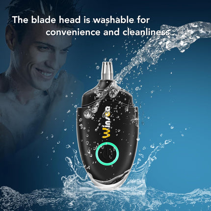 USB Rechargeable Ear & Nose Hair Trimmer Waterproof Travel Shaver Black