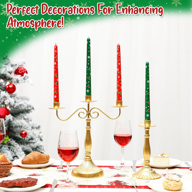 4PCS Christmas Candlesticks 10" – Unscented Table Decoration for Holidays