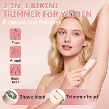 2-in-1 Women’s Bikini Trimmer – LED Electric, Rechargeable & Waterproof