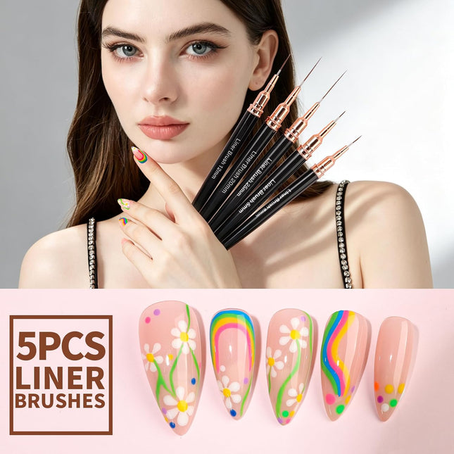 29PCS Nail Art Tools Set, Striping Tape, Liner Brushes & Dotting Tools for DIY Designs