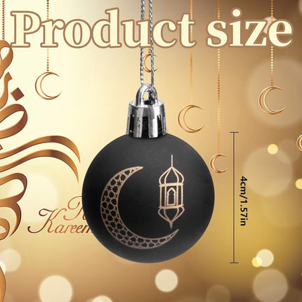 24PCS Black Gold Ramadan Ornament Balls – 1.57” Eid Mubarak Hanging Decor