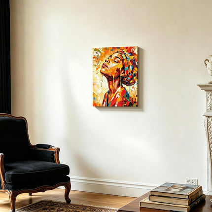 African American Wall Art, Abstract Black Woman Canvas Print, Colorful Tribal Decor
