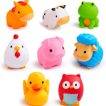 8 PCS Baby Bath Toys – Farm Animal Squirters for Toddlers