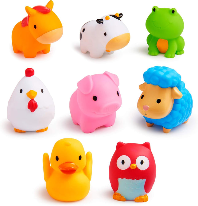 8 Pack Farm Animal Bath Squirters – Baby & Toddler Bath Toys for 9 Months & Up