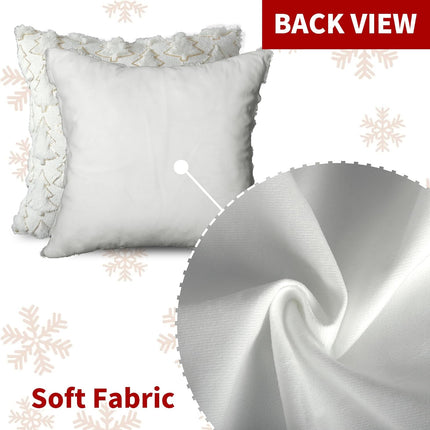 Christmas Tree Throw Pillow Covers 18x18, White Faux Fur Set of 2