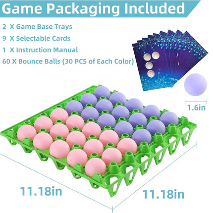 Bounce Ball 4 in a Row Party Game with 60 Balls, 9 Challenge Cards for 2–12 Players