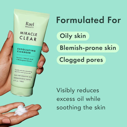 Miracle Clear Facial Cleanser – Makeup Remover & Exfoliating Face Wash 5.1oz
