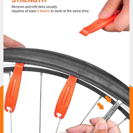 Bike Tire Levers & Tools, Ultra-Strong Tire Spoons with Core Wrench & Bag