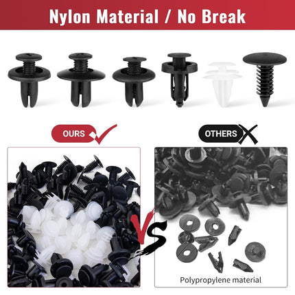 Car Plastic Rivets Clips Set – 150PCS, 6 Sizes for Bumper & Fender Fixing, Replacement