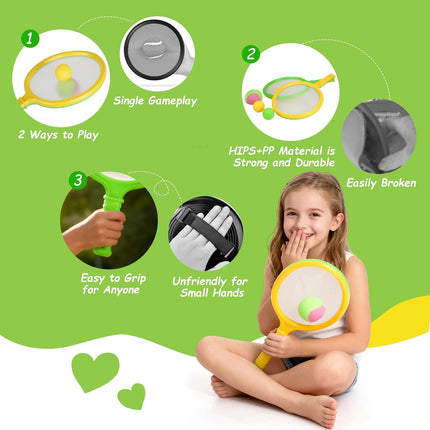 Toss Catch Ball Game Set with Dual Sided Paddles for Kids Outdoor Play