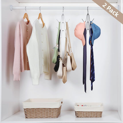 2 Pack Purse Hanger Organizer 360° Swivel Closet Hooks for Handbags Belts Bags