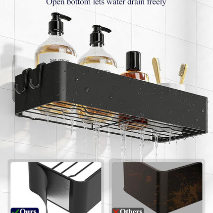 2 Pack Shower Caddy Black Rustproof Metal Shelves No Drill Bathroom Storage