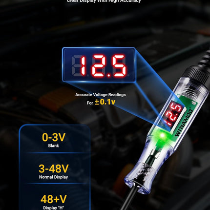 Automotive Test Light – 3-48V LED Voltage Display, Circuit Tester with Polarity Indication