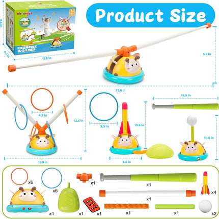 4-in-1 Outdoor Game – Jump, Toss, Ring & Baseball Toy for Kids 3–8