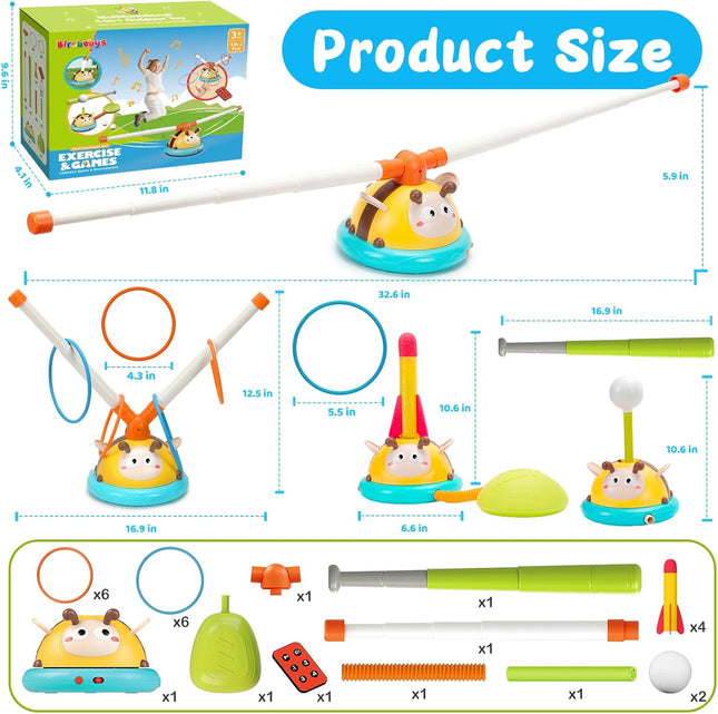 4-in-1 Outdoor Game – Jump, Toss, Ring & Baseball Toy for Kids 3–8