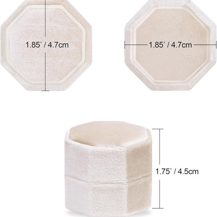 Velvet Jewelry Ring Box – Triple Slots, Engagement & Wedding, Champagne