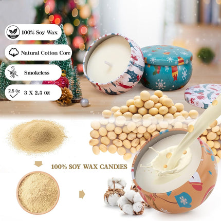 3PCS New Year Scented Candles Aromatherapy Christmas Gifts for Women