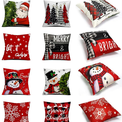 Christmas Decorations Set of 4 Double-Sided Print 18"x18" Pillow Covers with 8 Cute Designs
