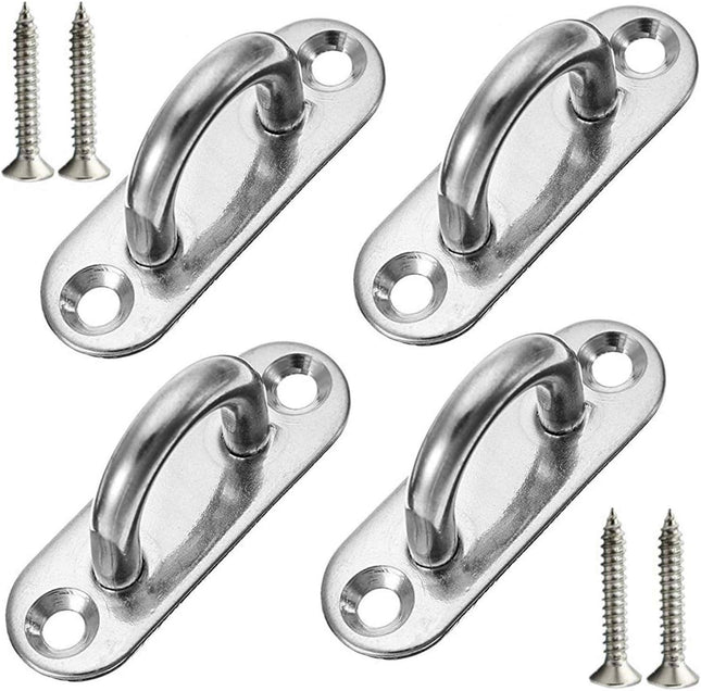 4PCS Ceiling Hooks & Pad Eyes – 304 Stainless Steel Hardware for Mounting