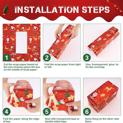 3 Rolls Kids Christmas Wrapping Paper – 17"x120" Santa Foil Gift Wrap